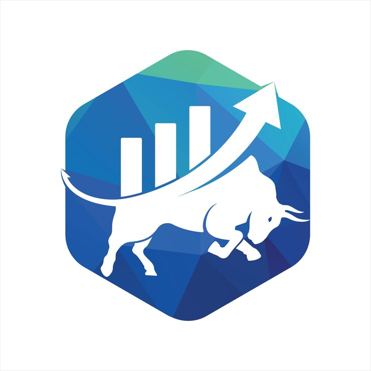Vector toro con diseño de logotipo de barra de gráfico diseño de logotipo de vector de finanzas