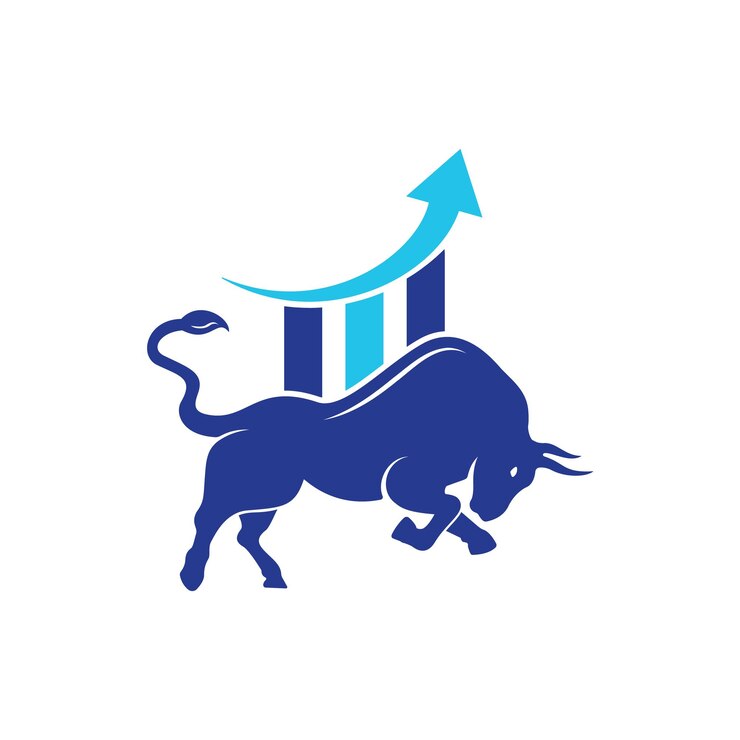 Vector toro con diseño de logotipo de barra de gráfico diseño de logotipo de vector de finanzas