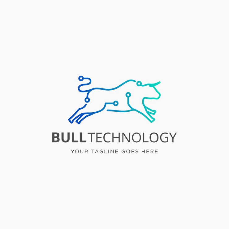 Vector toro con líneas tecnológicas abstractas concepto de diseño de logotipo ilustración vectorial del icono tecnológico de toro