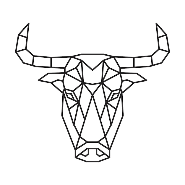 Toro poligonal línea geométrica animal ilustración vectorial