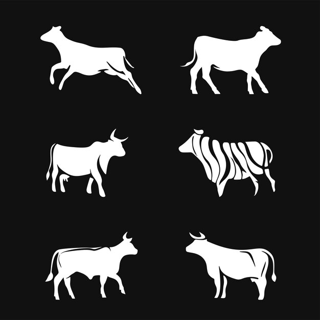 El toro y la vaca están aislados sobre un fondo blanco.