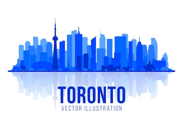 Vector toronto, canadá, silueta de la ciudad, horizonte, vector, plano de fondo, moderno, ilustración, viaje de negocios, y, turismo, concepto, con, moderno, edificios, imagen, para, bandera, o, sitio web