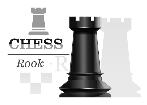 Torre de ajedrez negra en el fondo de la silueta del tablero de ajedrez. diseño de concepto de ajedrez. ilustración