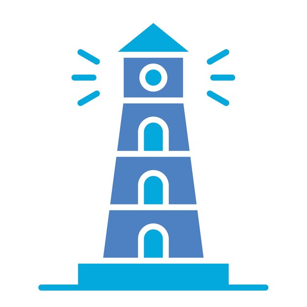una torre azul con una casa azul en ella