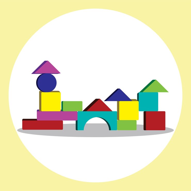 Vector torre de bloque de castillo juguetes para niños de color vector