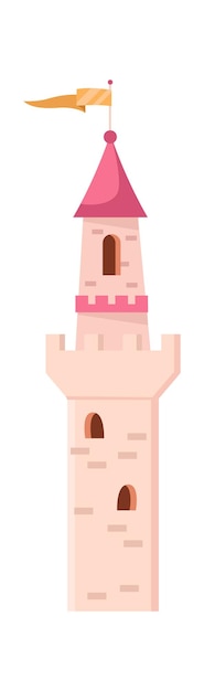 Torre del castillo con elemento de banderas ilustración vectorial