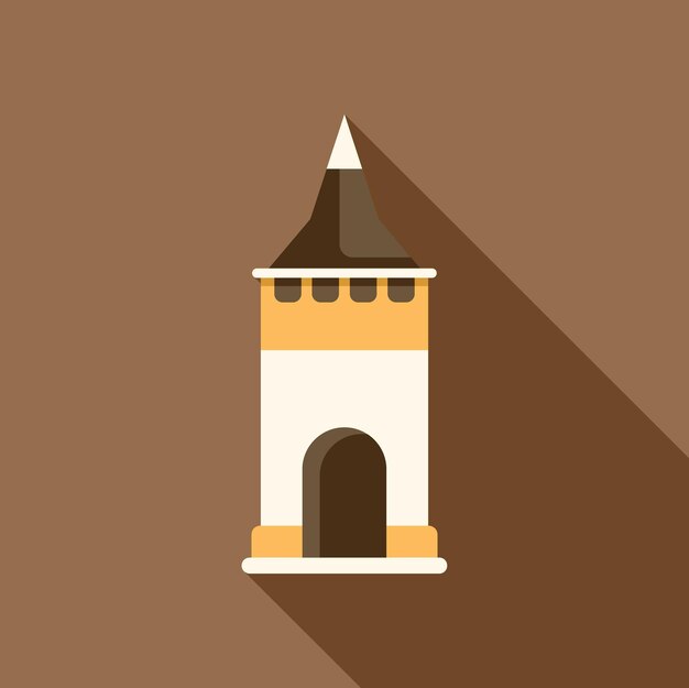 La torre del castillo medieval de pie alto con una larga sombra
