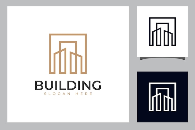 Vector torre ciudad geometría urbana logotipo simple edificio lineal símbolo o icono concepto para propiedad invertir hotel apartamento inmobiliaria logotipo