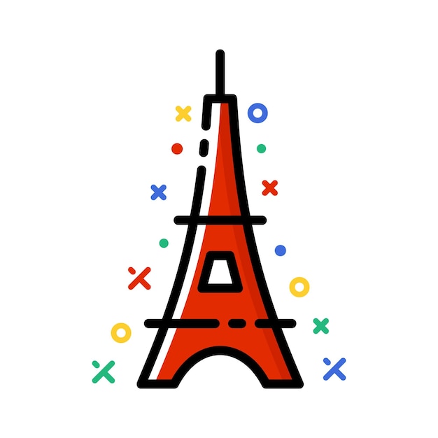 Torre Eiffel colorido vector ilustración París viajes hito