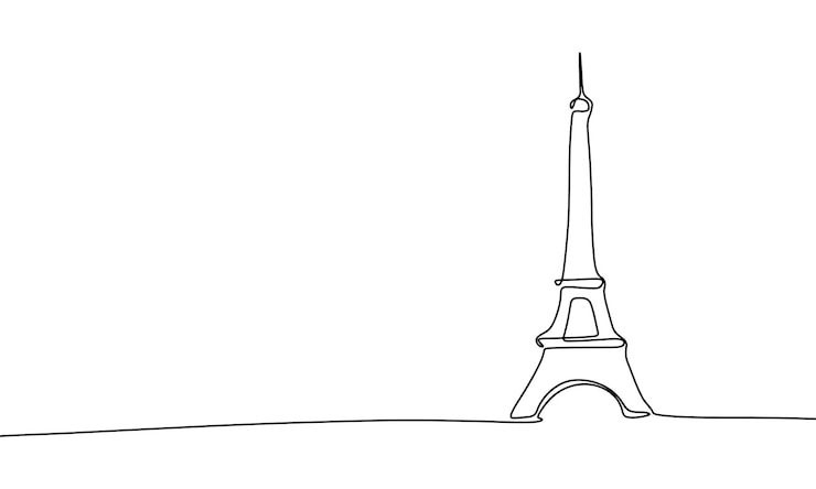 Vector torre eiffel una línea continua arte de líneas torre eiffel arte vectorial dibujado a mano
