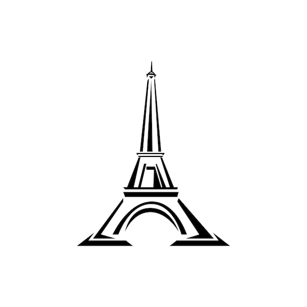 Torre Eiffel en París aislada sobre fondo blanco diseño vectorial
