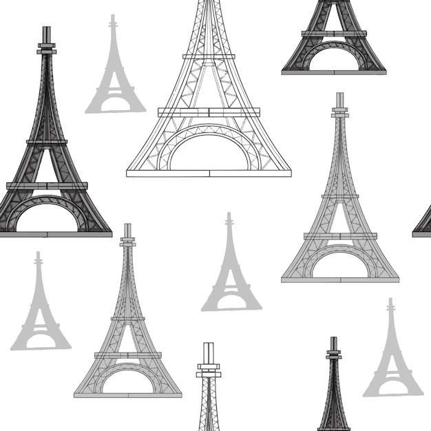 Vector torre eiffel parís francia elementos separados en diferentes estilos por separado