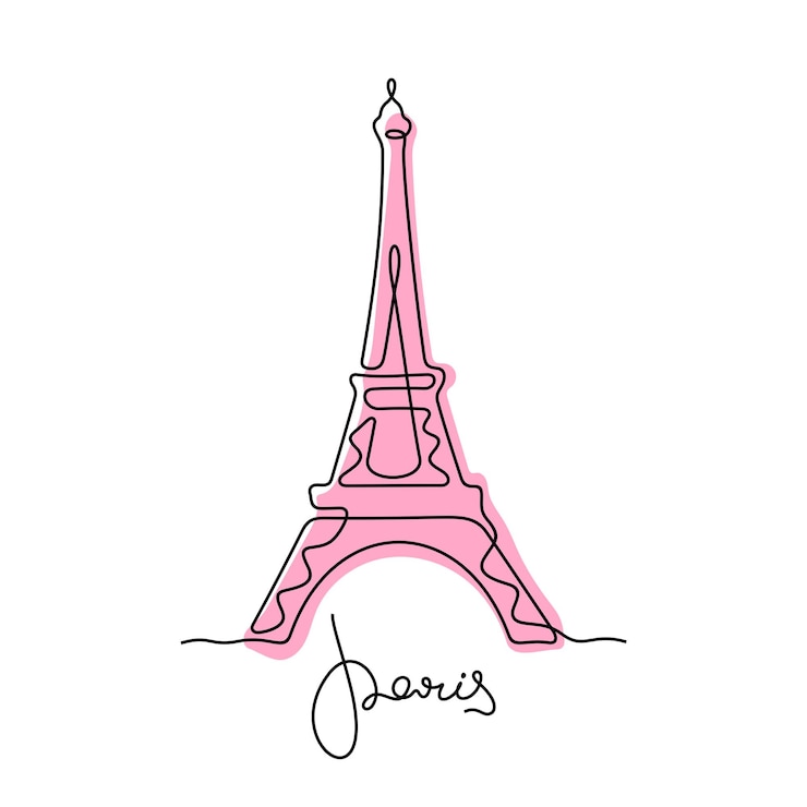 Vector torre eiffel de parís ilustración vectorial de color de línea continua