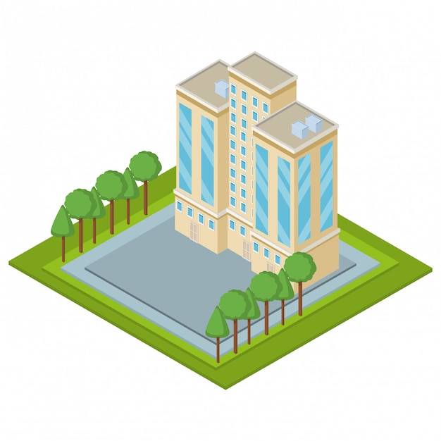 Torre de la empresa, edificio, isométrico