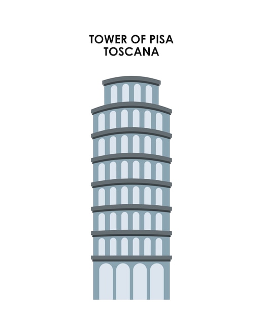 Torre de icono de pisa. Diseño de la cultura de Italia. Gráfico vectorial