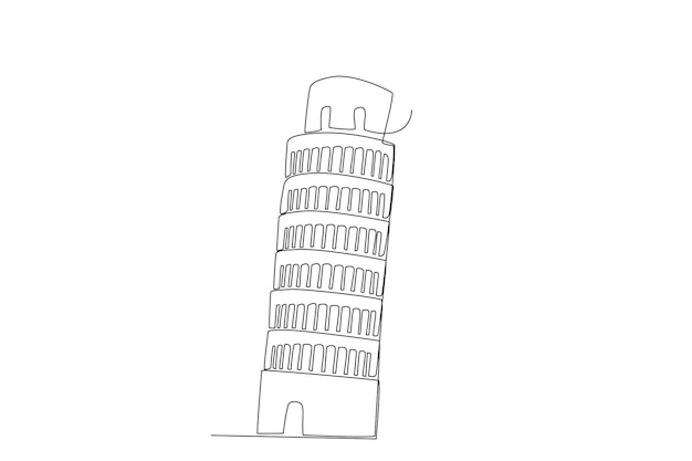 Torre inclinada de pisa en italia line art