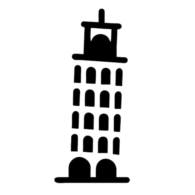 Vector la torre inclinada de pisa pica italia pictograma