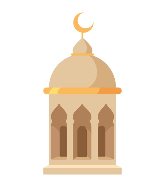 Torre de la mezquita con icono de luna creciente.