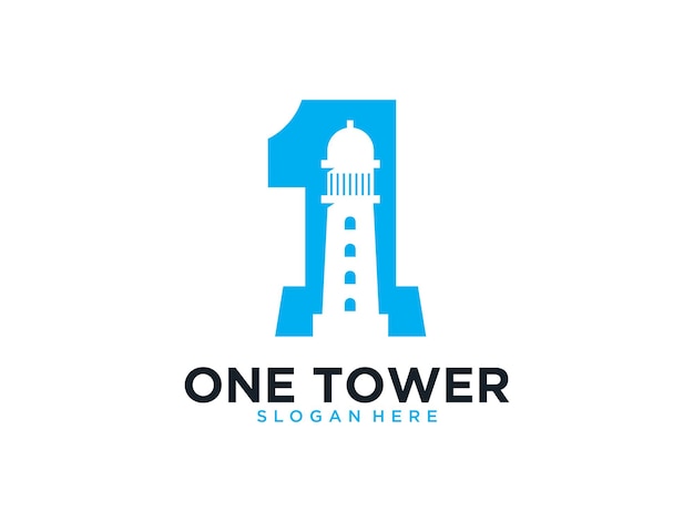 Torre moderna con diseño de logotipo número uno