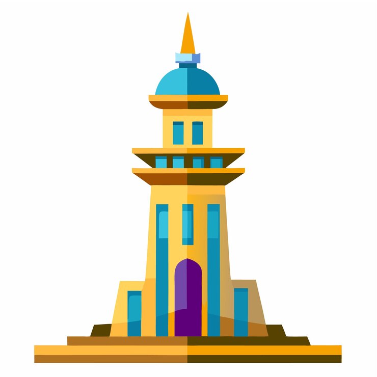 Vector una torre con una parte superior púrpura y una parte inferior púrpura