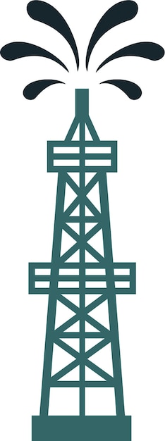 Torre de perforación de petróleo con Gusher en estilo plano