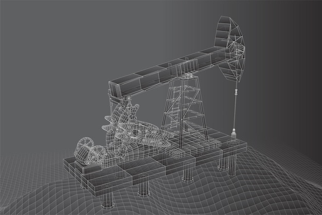 Torre de perforación de petróleo vector objeto 3d minería de minerales