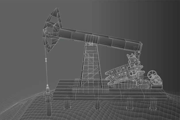Torre de perforación de petróleo vector objeto 3d minería de minerales