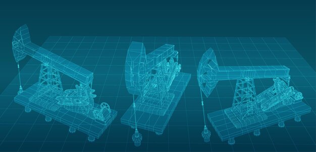 Torre de perforación de petróleo vector objeto 3d minería de minerales