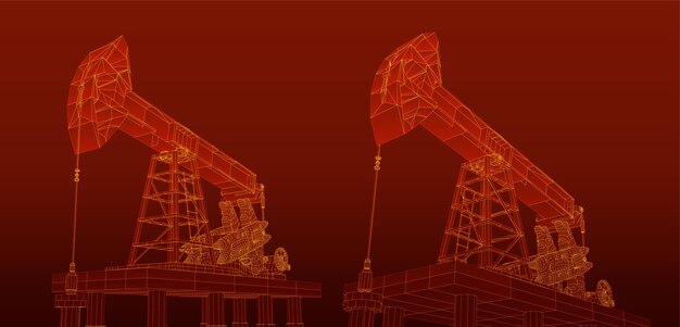 Torre de perforación de petróleo vector objeto 3d minería de minerales