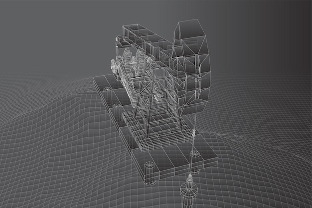 Torre de perforación de petróleo vector objeto 3d minería de minerales