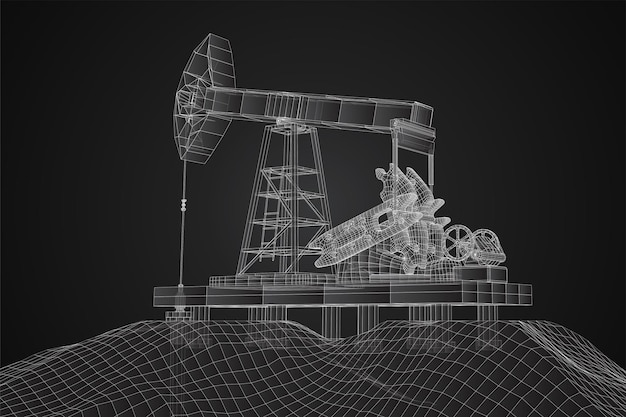 Torre de perforación de petróleo vector objeto 3d minería de minerales