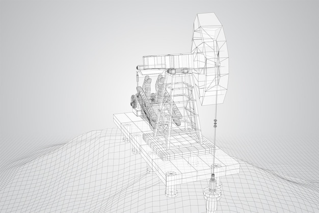 Torre de perforación de petróleo vector objeto 3d minería de minerales