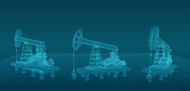 Torre de perforación de petróleo vector objeto 3d minería de minerales