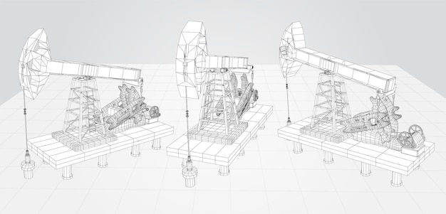 Torre de perforación de petróleo vector objeto 3d minería de minerales