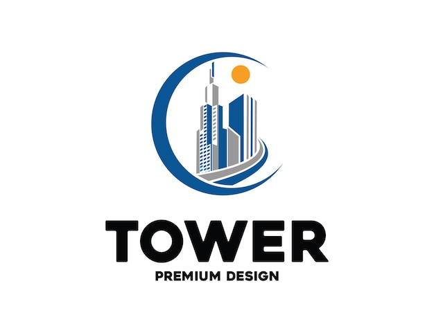 una torre que tiene la palabra torre en el logotipo del edificio de la torre