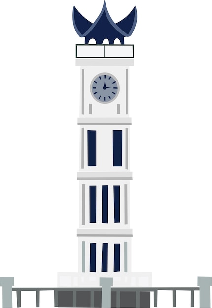 Vector una torre de reloj blanca con la hora 12:30.