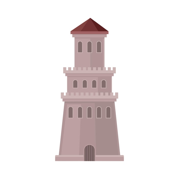 La torre tiene la forma de una ilustración vectorial de cono sobre un fondo blanco