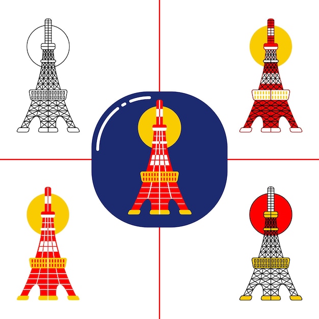 Torre de tokio en estilo de diseño plano