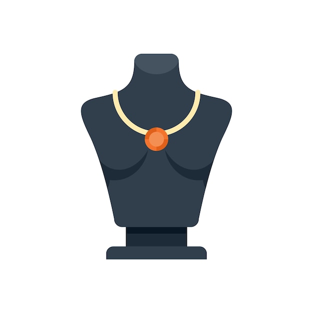 El torso del maniquí negro lleva un collar de oro con un colgante redondo