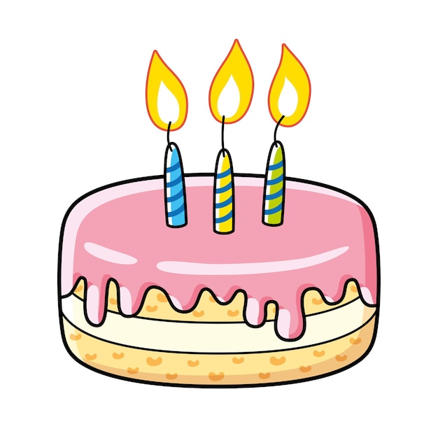 Torta de cumpleaños con tres velas