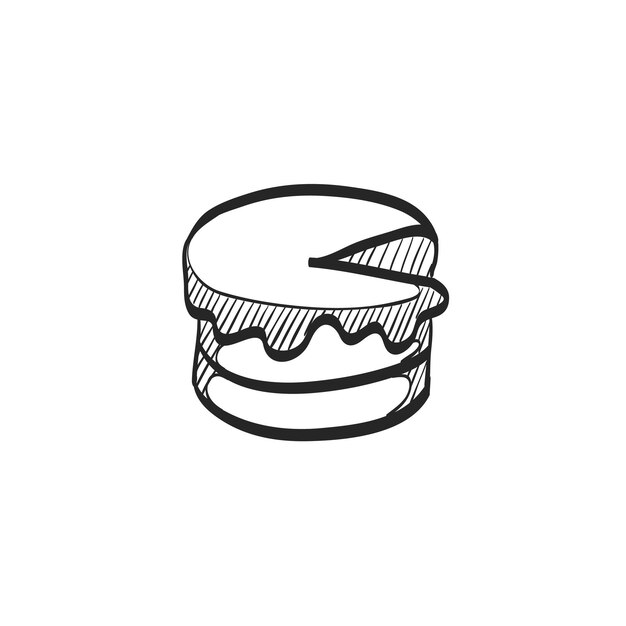 Torta de icono de boceto dibujado a mano
