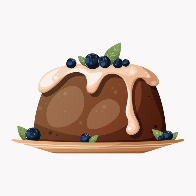 Vector torta de pascua con arándanos ilustración vectorial delicioso postre con crema