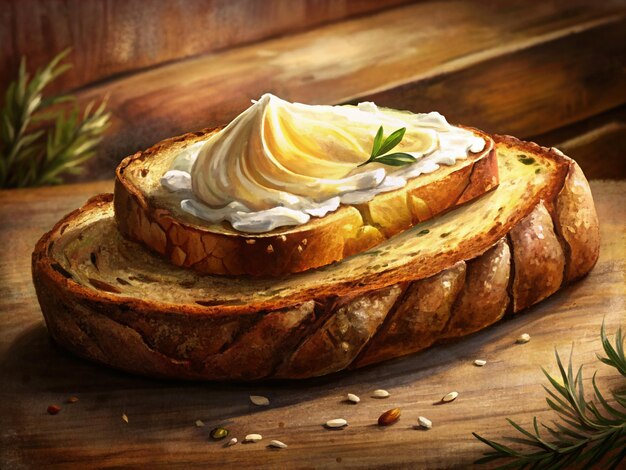 Torta con queso con crema y hierbas