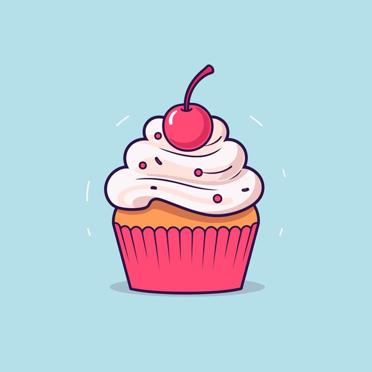 Torta de taza pastel de taza postre dulce dibujos animados icono vectorial ilustración del logotipo dibujo de caricatura plana