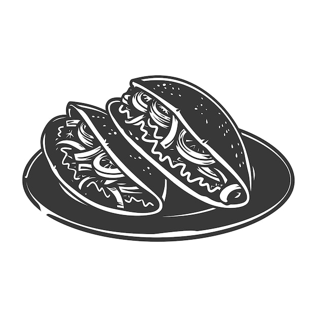 Tortas de silueta comida mexicana sólo color negro