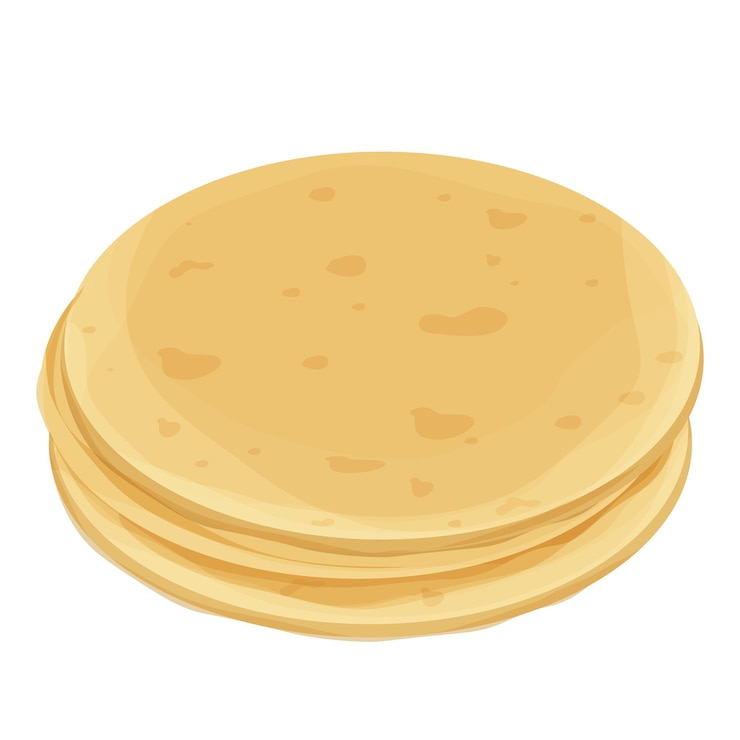 Vector tortilla de pan de pita detallada y colorida en estilo de dibujos animados
