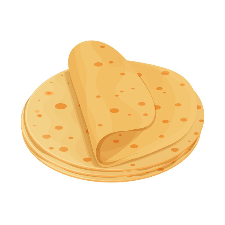 Vector tortilla de pan de pita detallada y colorido aislado sobre fondo blanco.