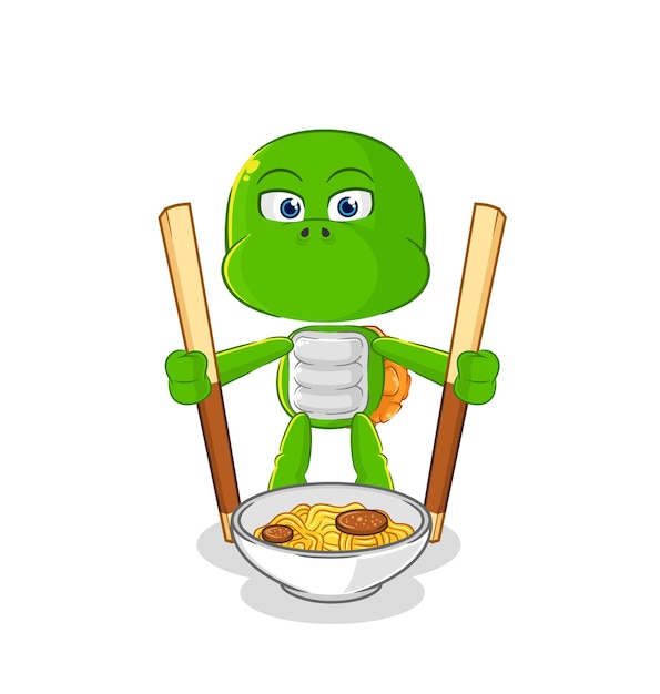 La tortuga come el vector de la mascota del personaje de dibujos animados de fideos