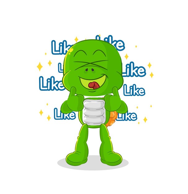 Tortuga da muchos me gusta vector de dibujos animados