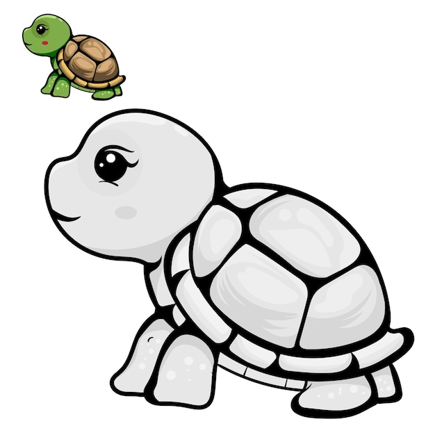 Vector tortuga de dibujos animados ilustración de dibujos animados en blanco y negro buen uso para el libro de colorear de la etiqueta engomada de la mascota